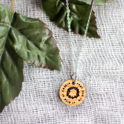 Wooden Saint Medal Necklace