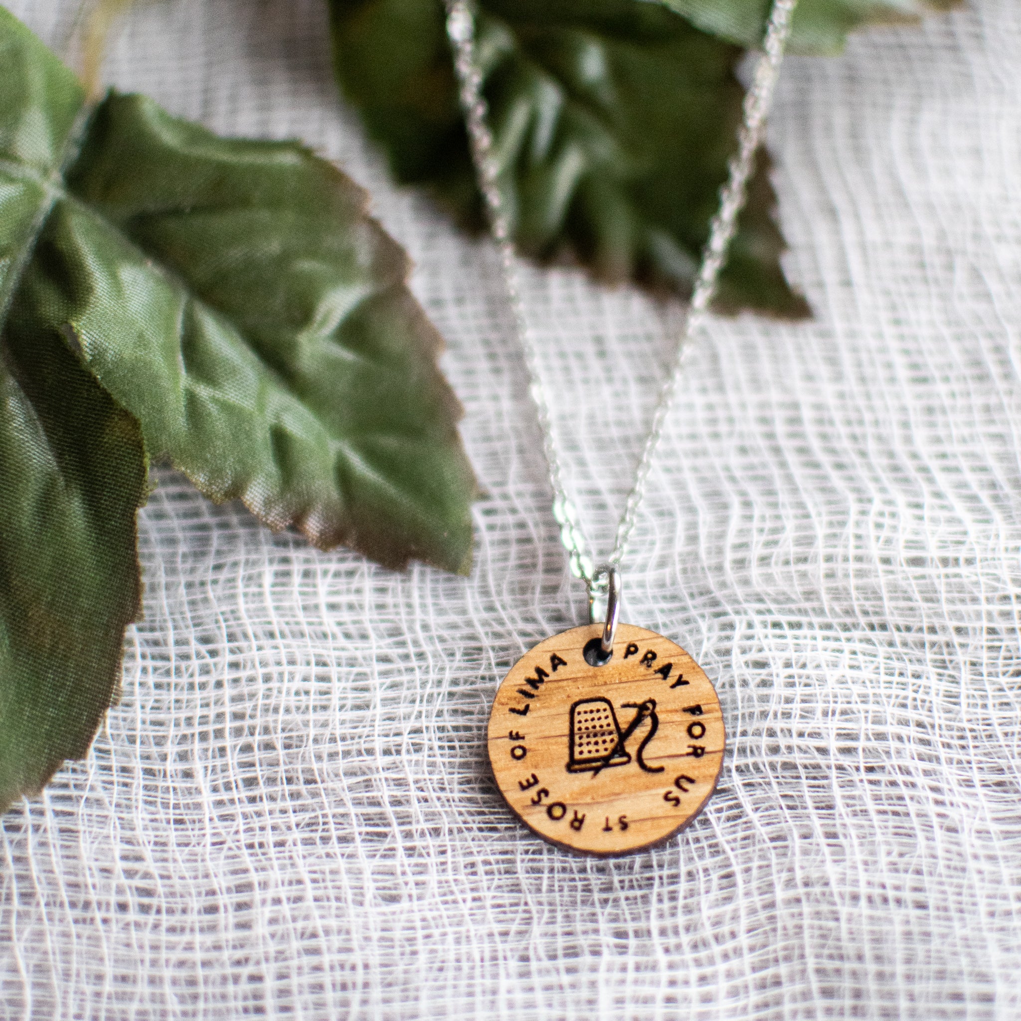 Wooden Saint Medal Necklace