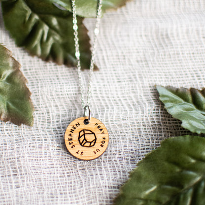 Wooden Saint Medal Necklace