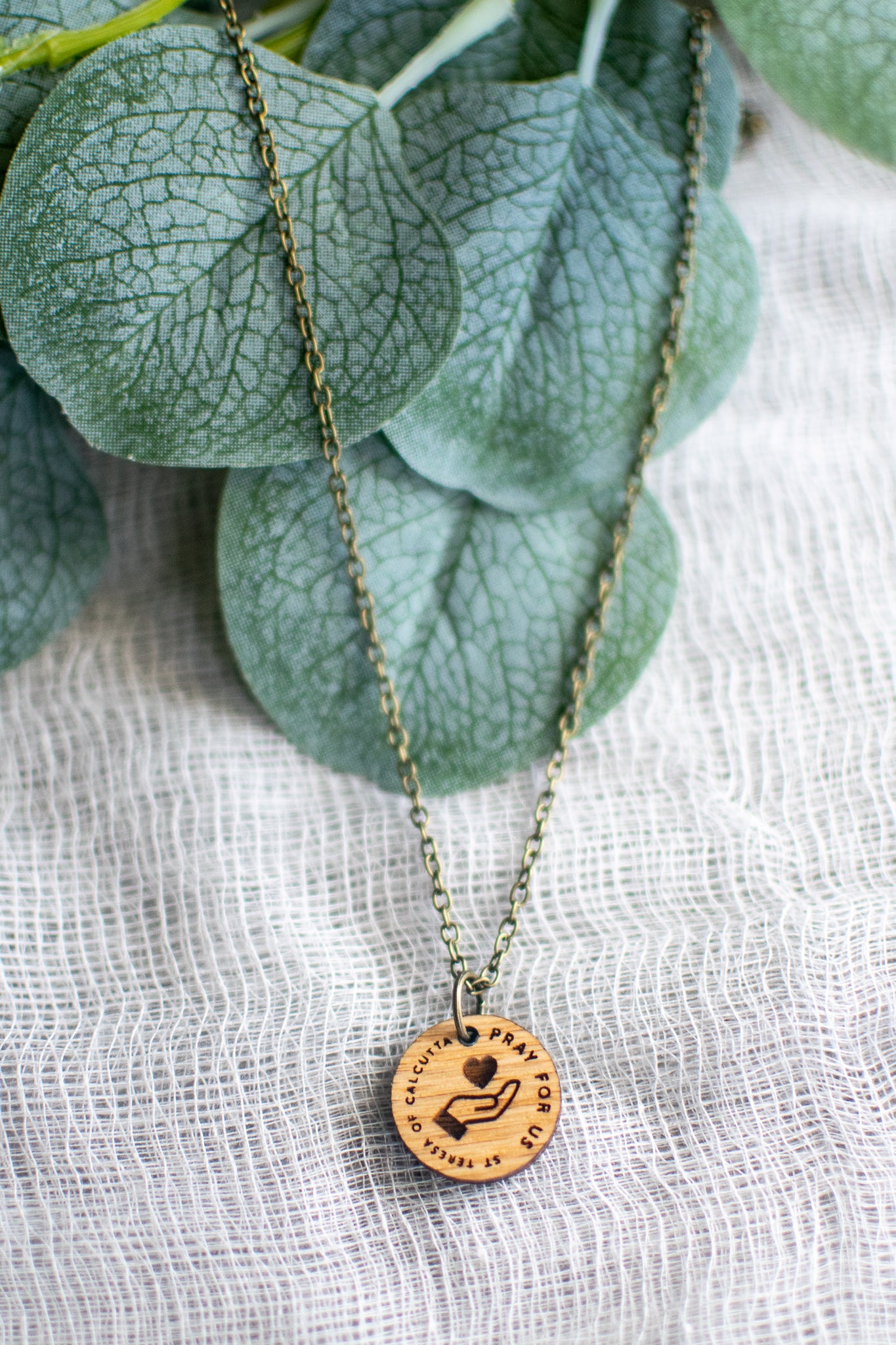 Wooden Saint Medal Necklace