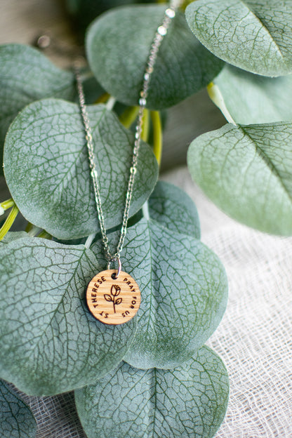 Wooden Saint Medal Necklace