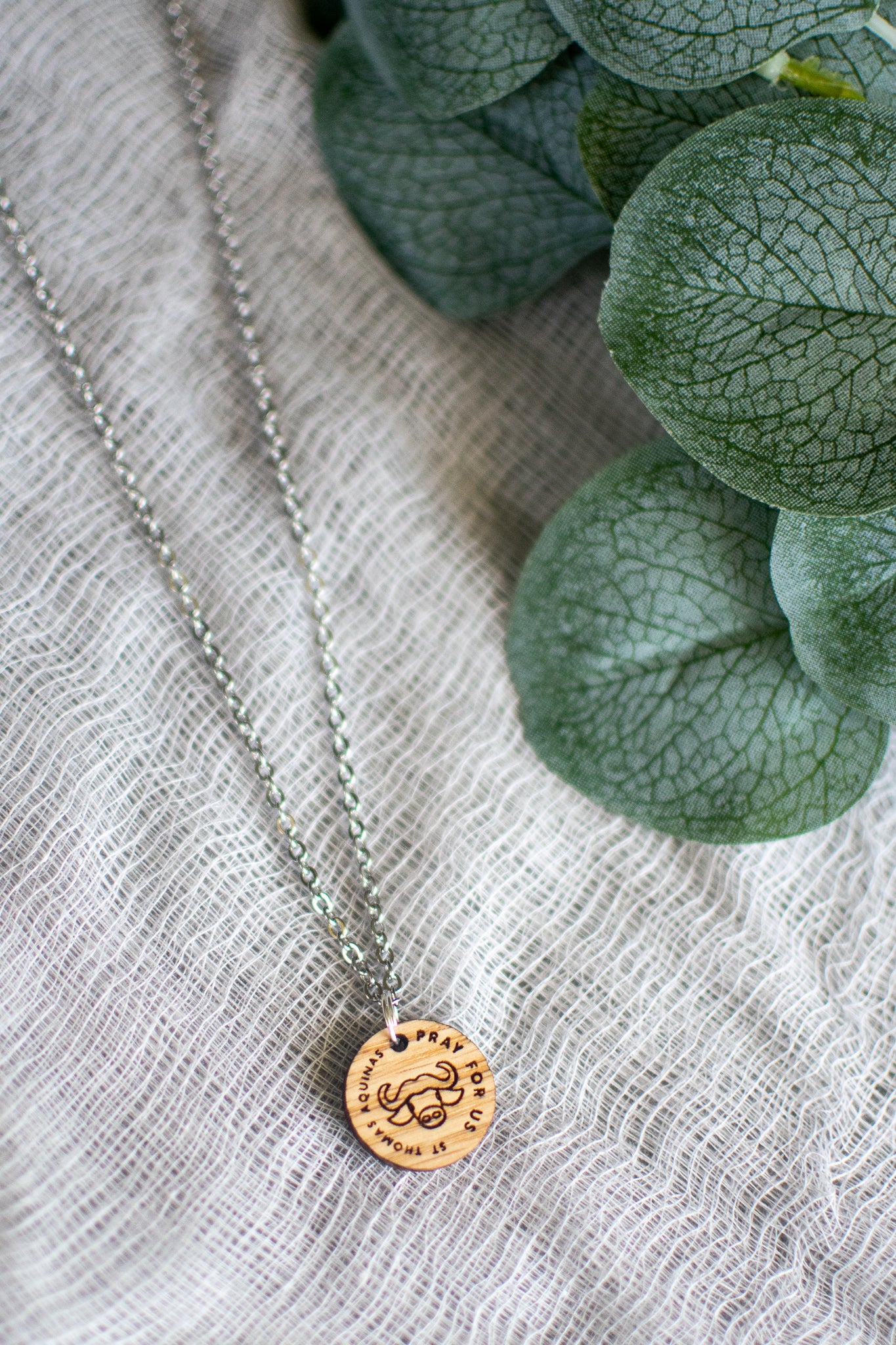 Wooden Saint Medal Necklace