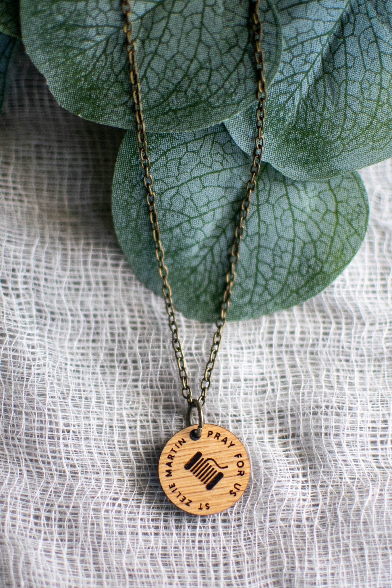 Wooden Saint Medal Necklace