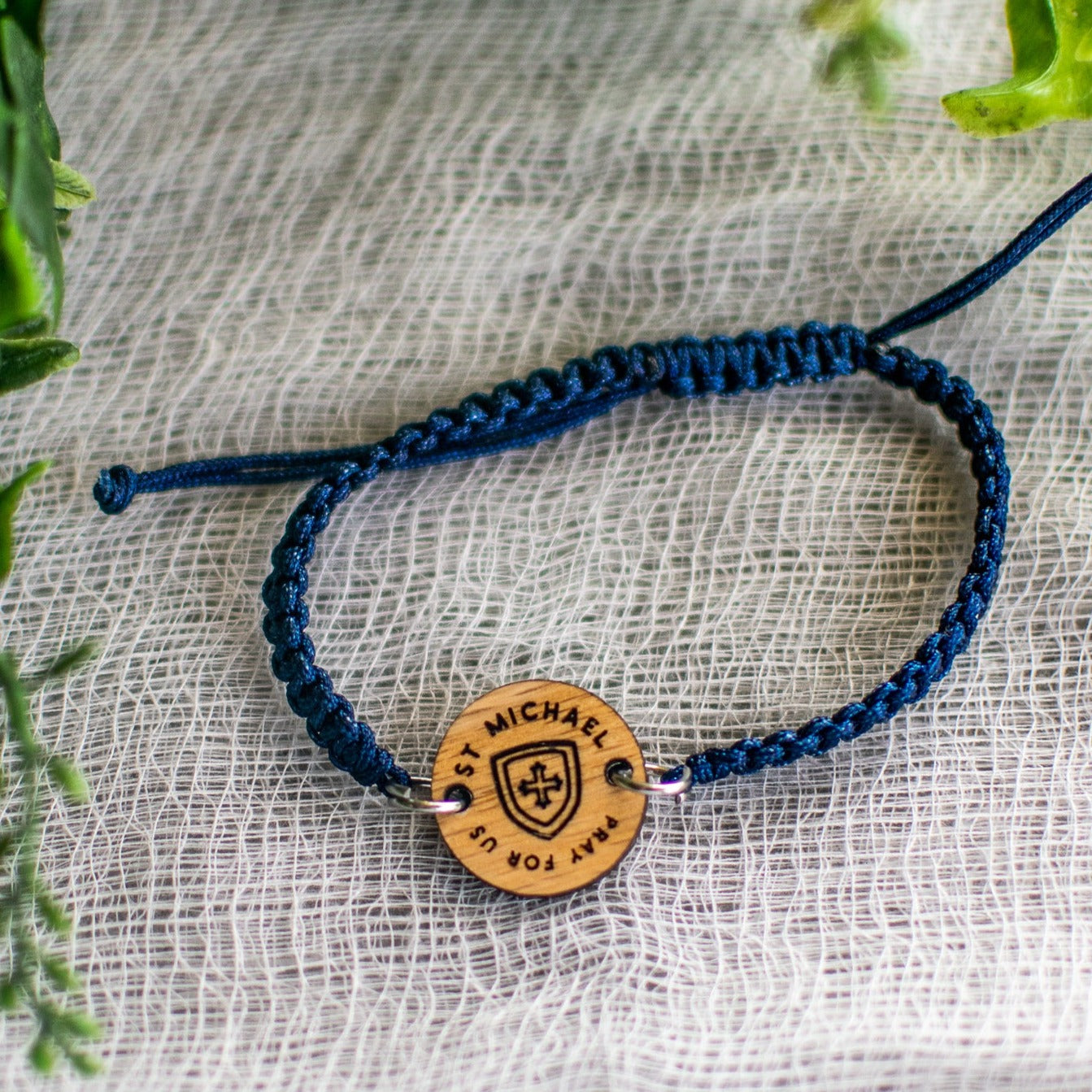 Wooden Saint Medal Bracelet (Adjustable)