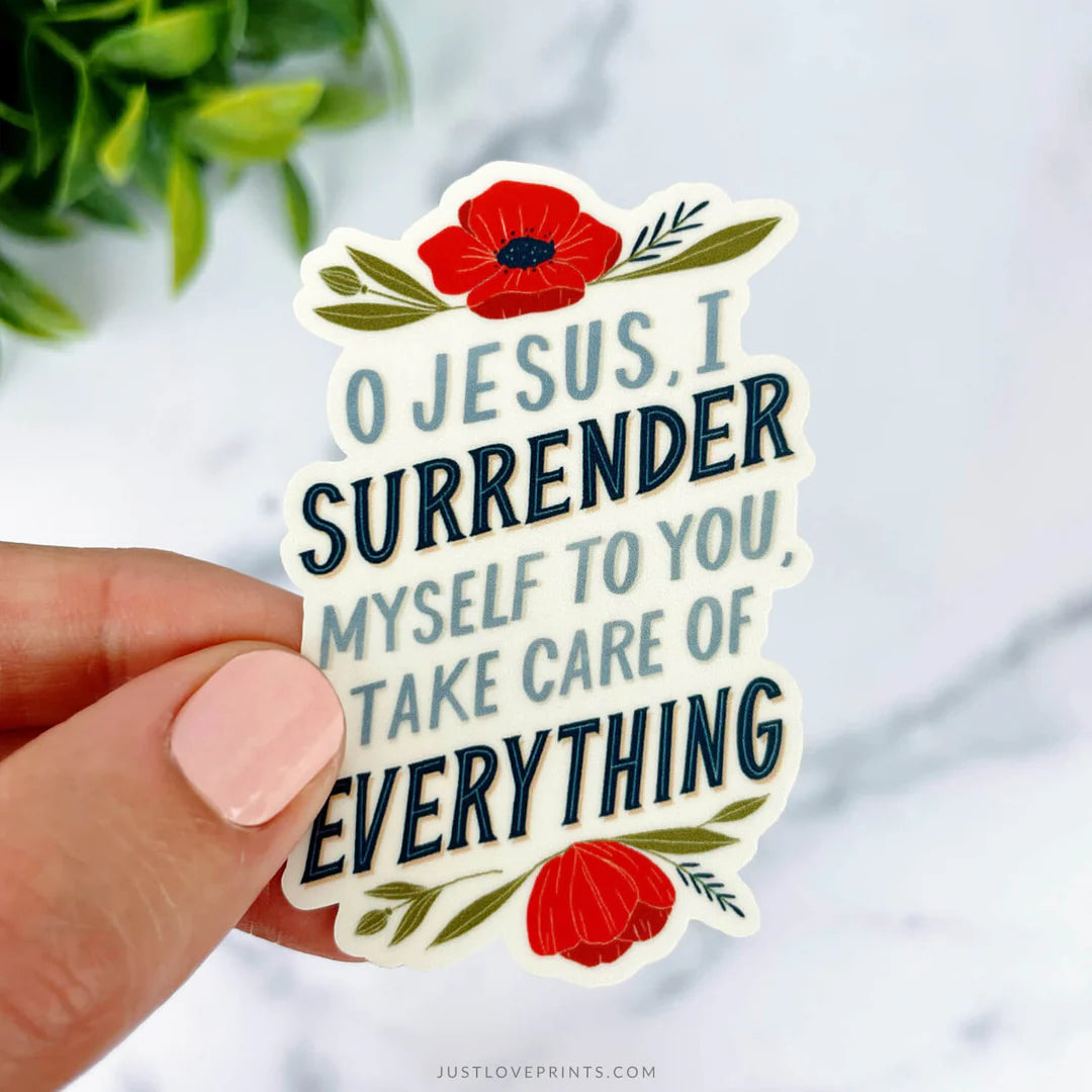 Floral Surrender to Jesus Vinyl Sticker