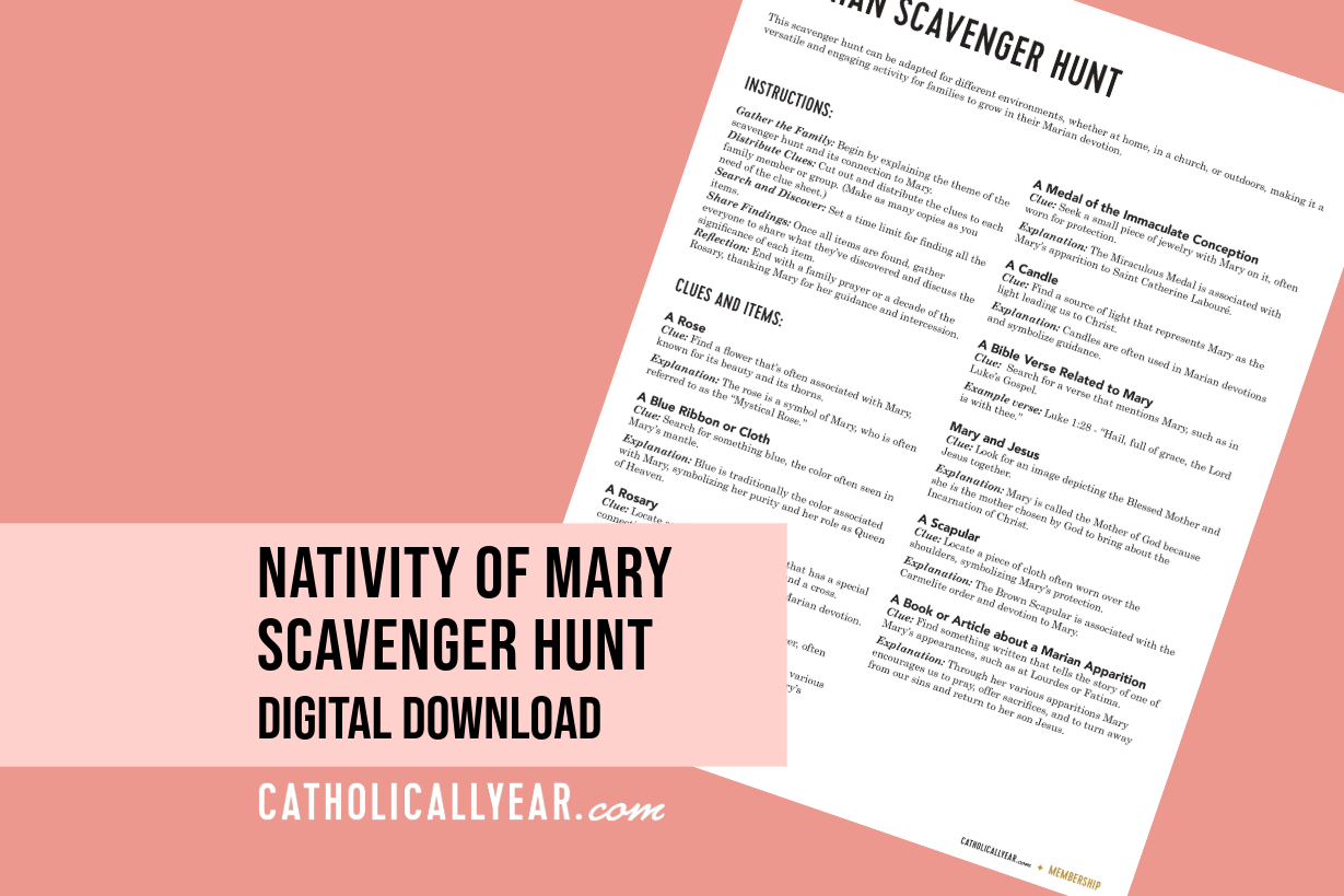 Nativity of Mary Scavenger Hunt Activity {Digital Download}