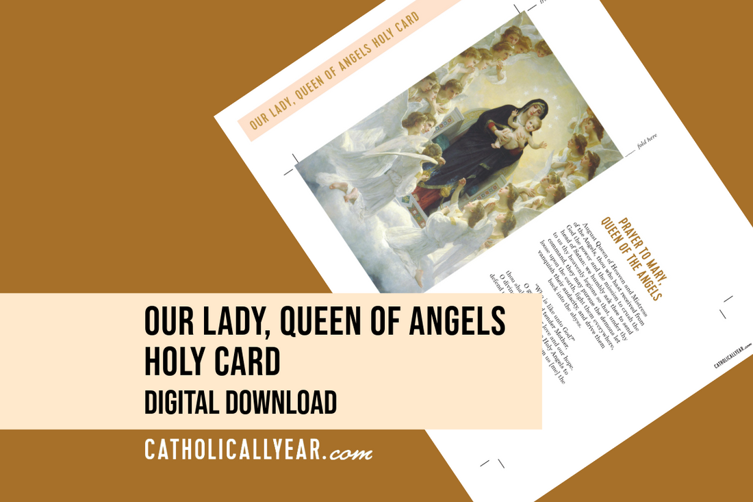 Our Lady, Queen of Angels Holy Card {Digital Download}