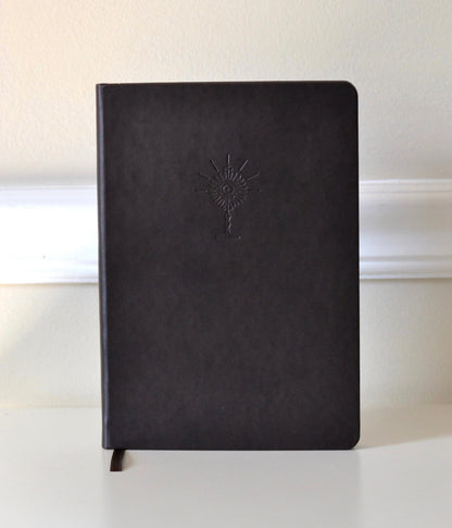 Dark Brown Faux Leather Notebook with Embossed Monstrance