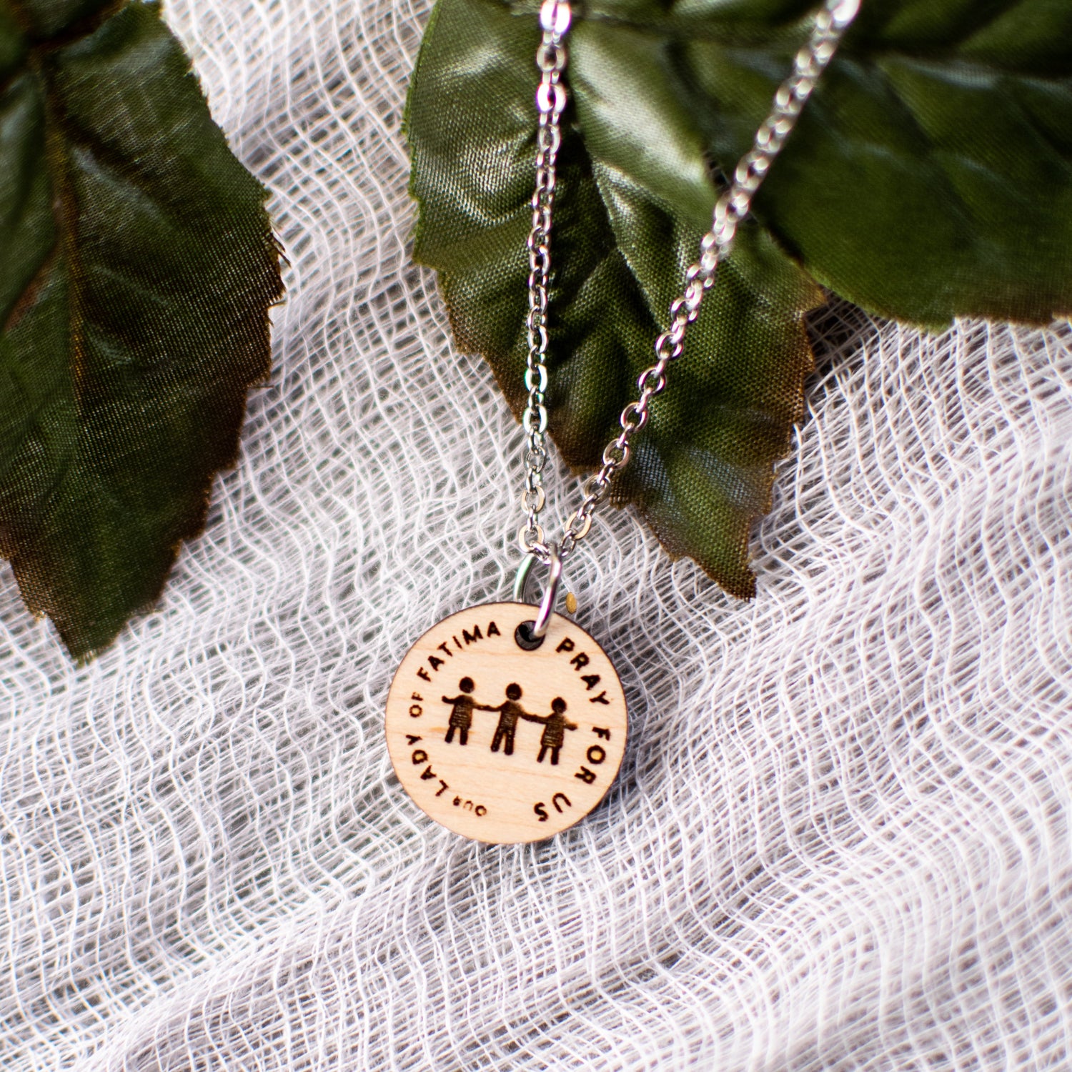 Wooden Devotion Medal Necklace