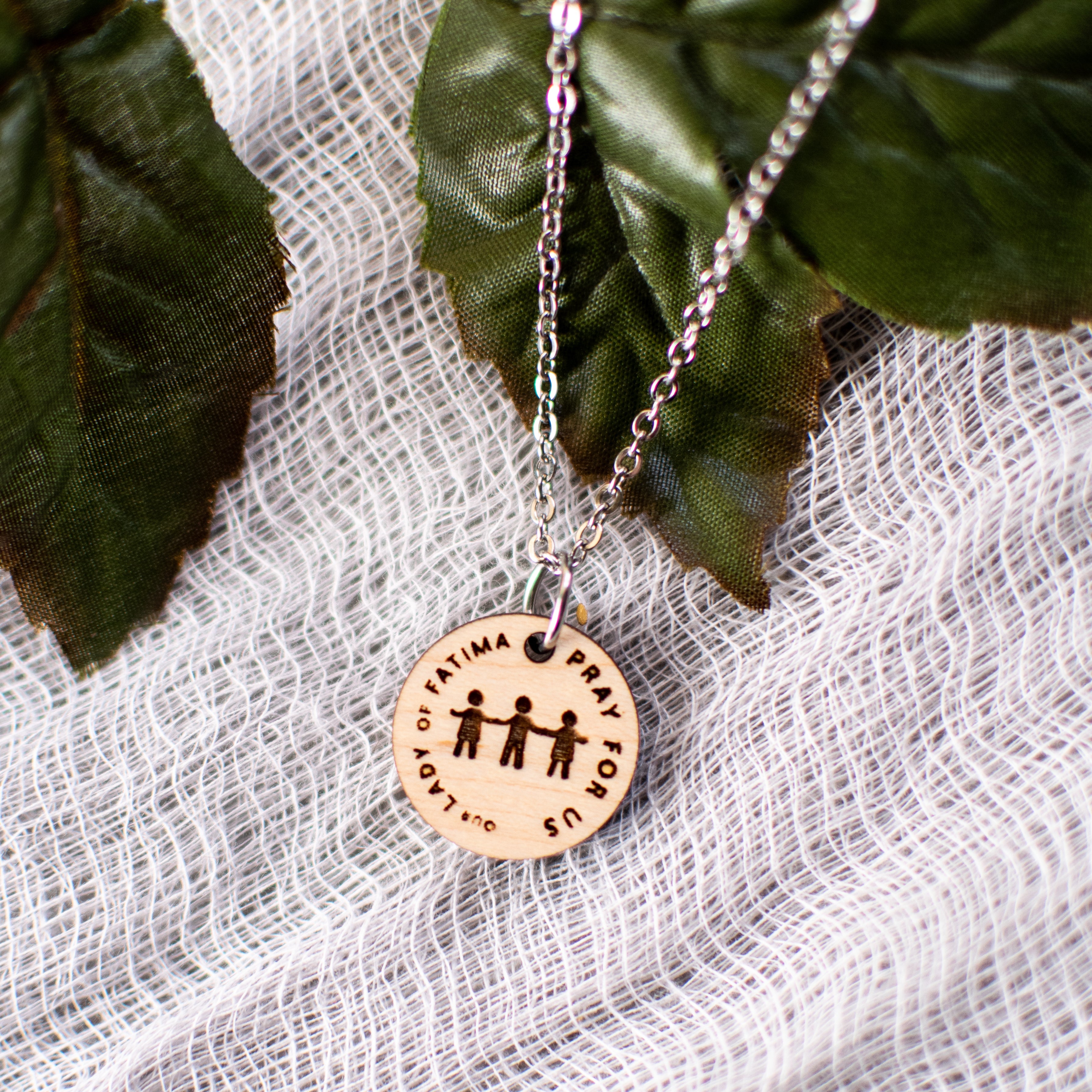 Wooden Devotion Medal Necklace