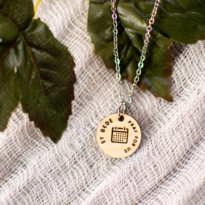 Wooden Saint Medal Necklace