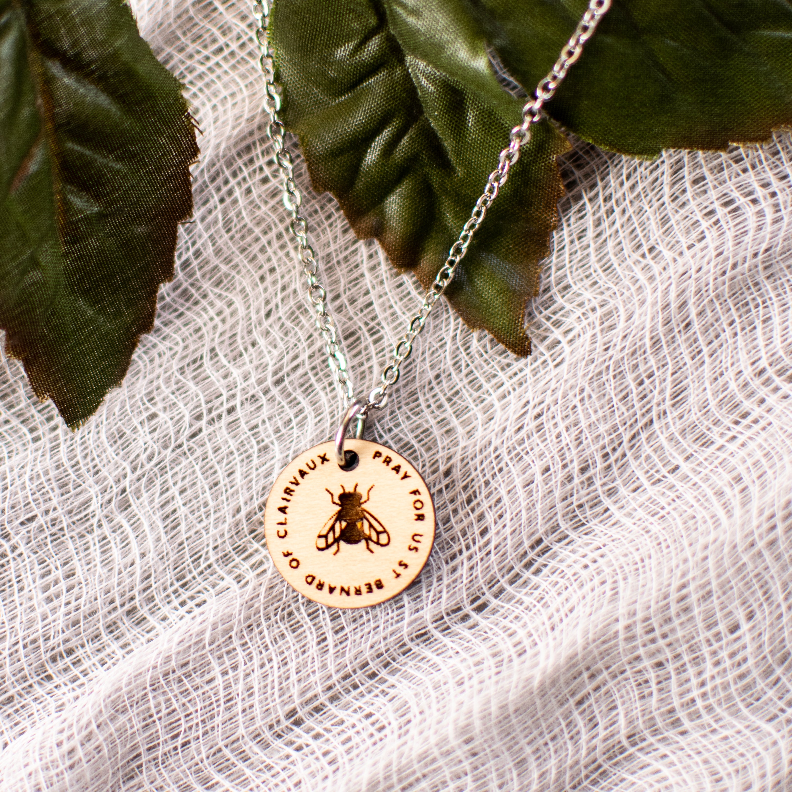 Wooden Saint Medal Necklace