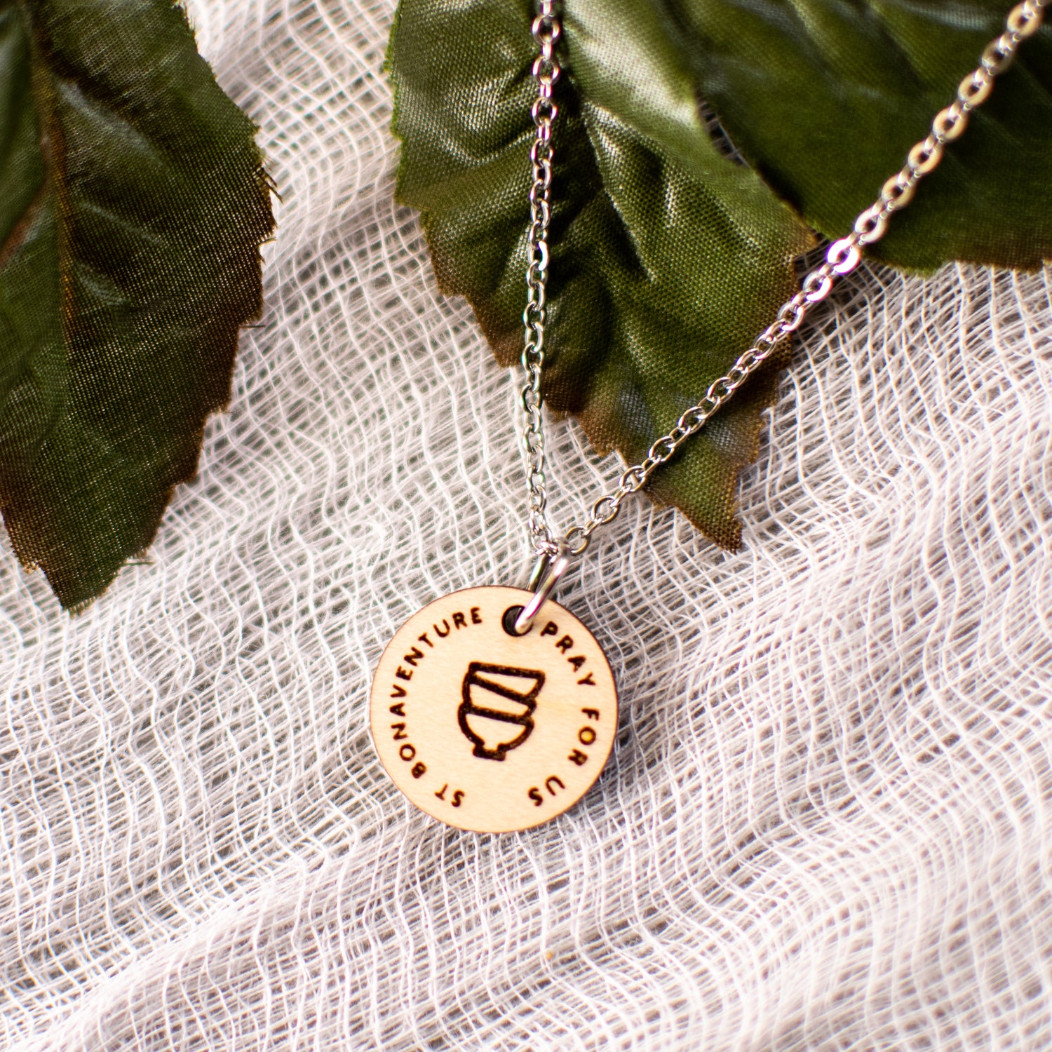 Wooden Saint Medal Necklace