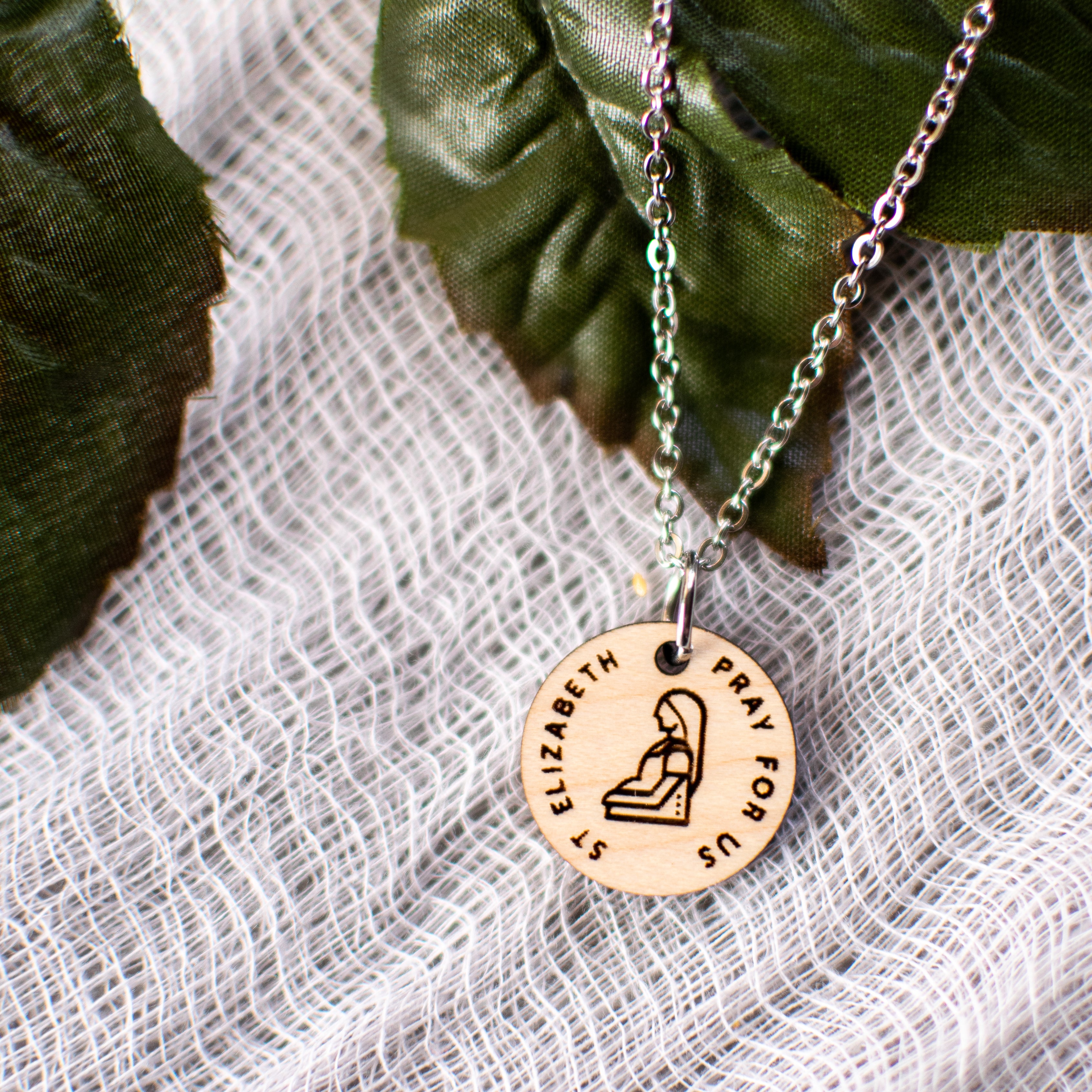 Wooden Saint Medal Necklace