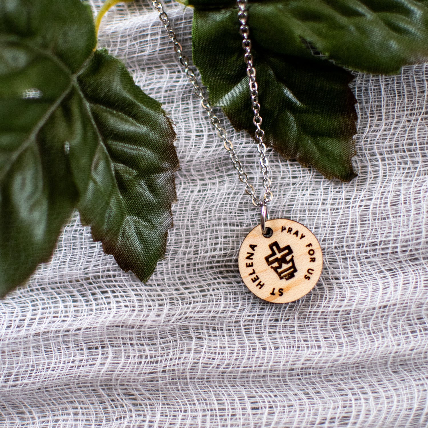 Wooden Saint Medal Necklace