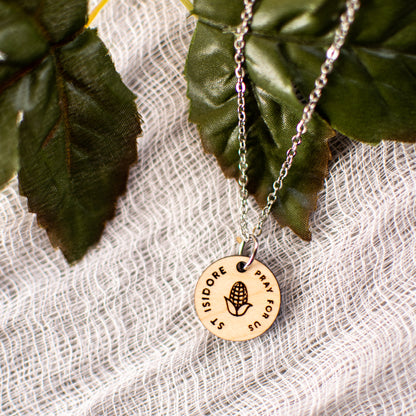 Wooden Saint Medal Necklace