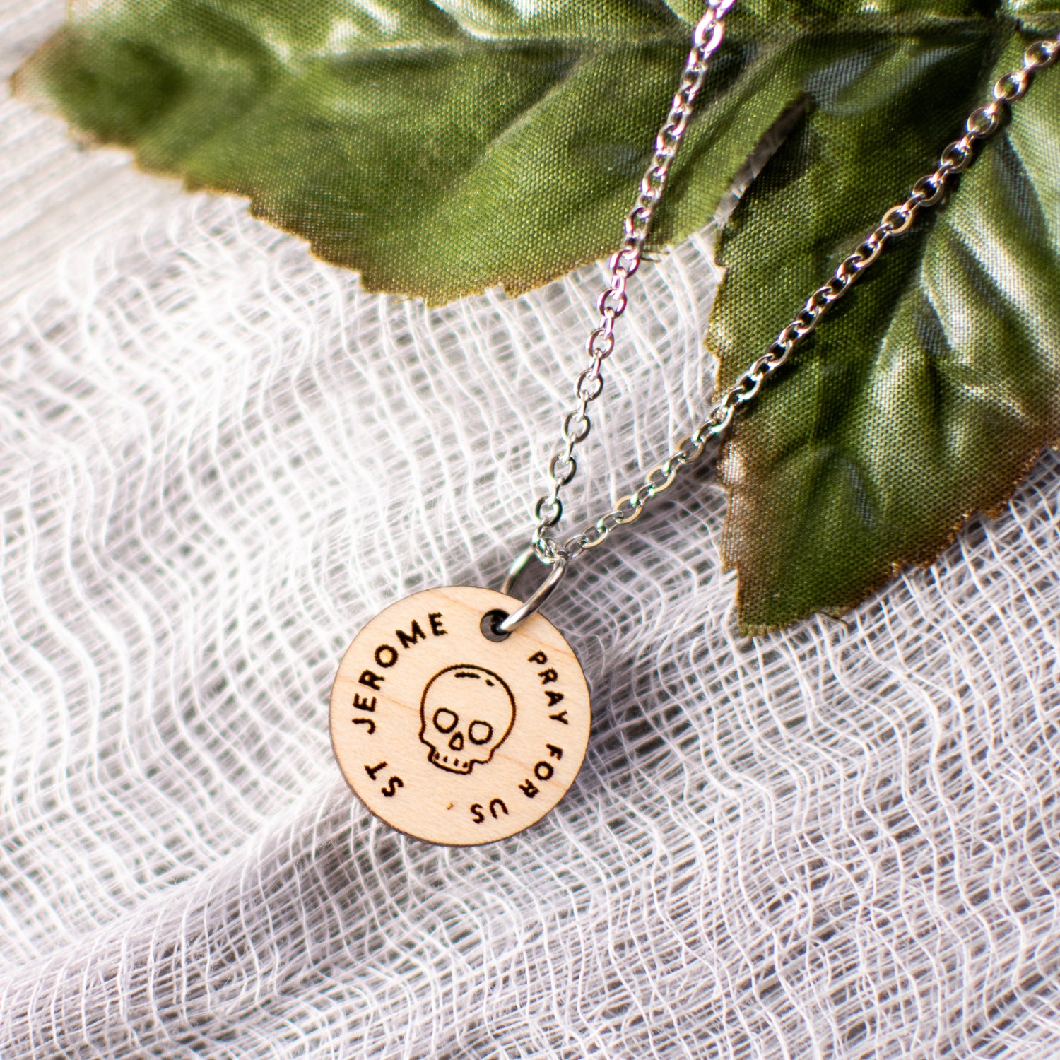 Wooden Saint Medal Necklace