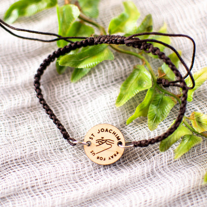 Wooden Saint Medal Bracelet (Adjustable)