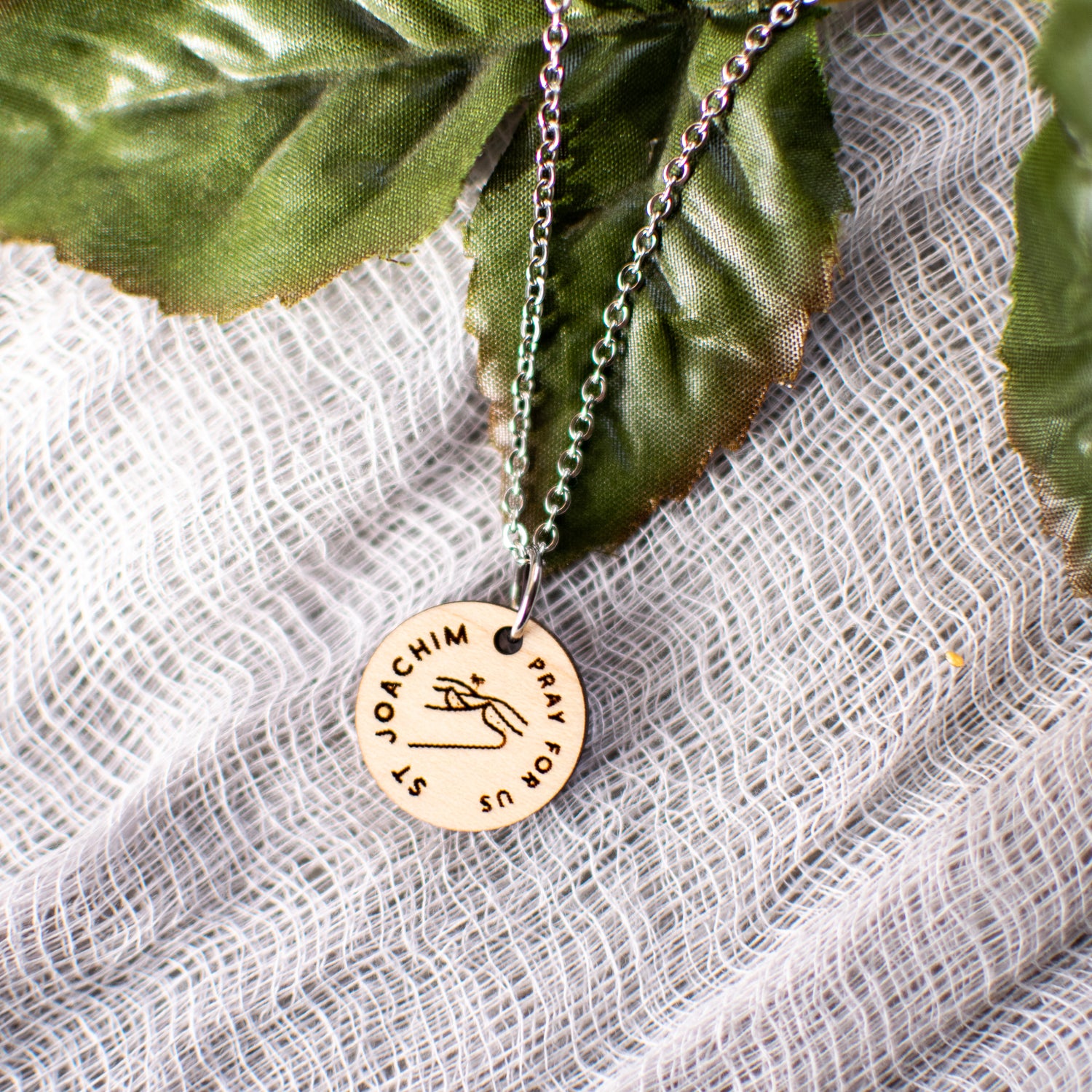 Wooden Saint Medal Necklace