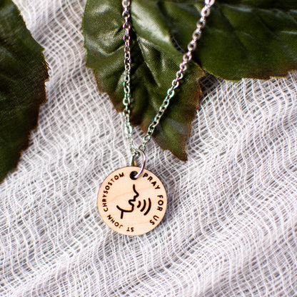 Wooden Saint Medal Necklace