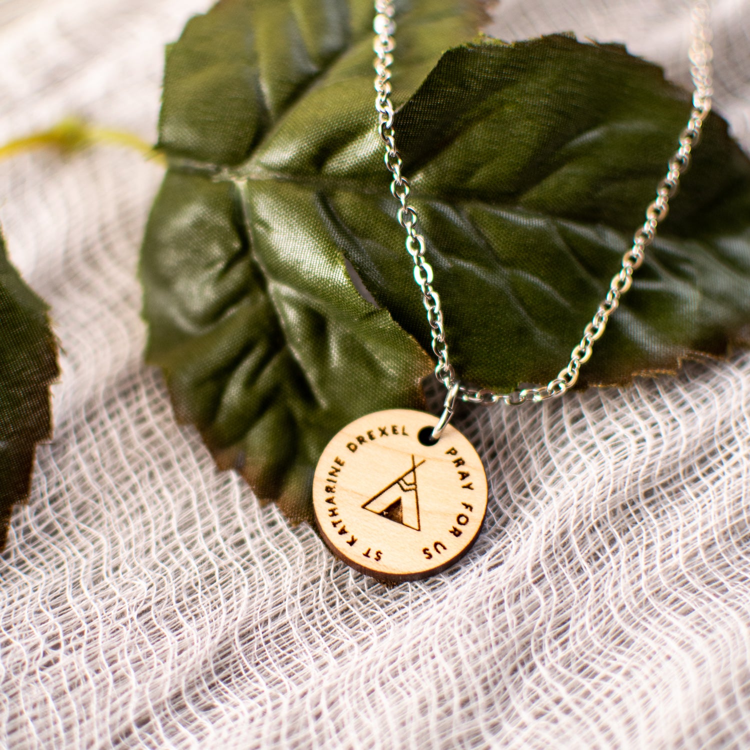 Wooden Saint Medal Necklace