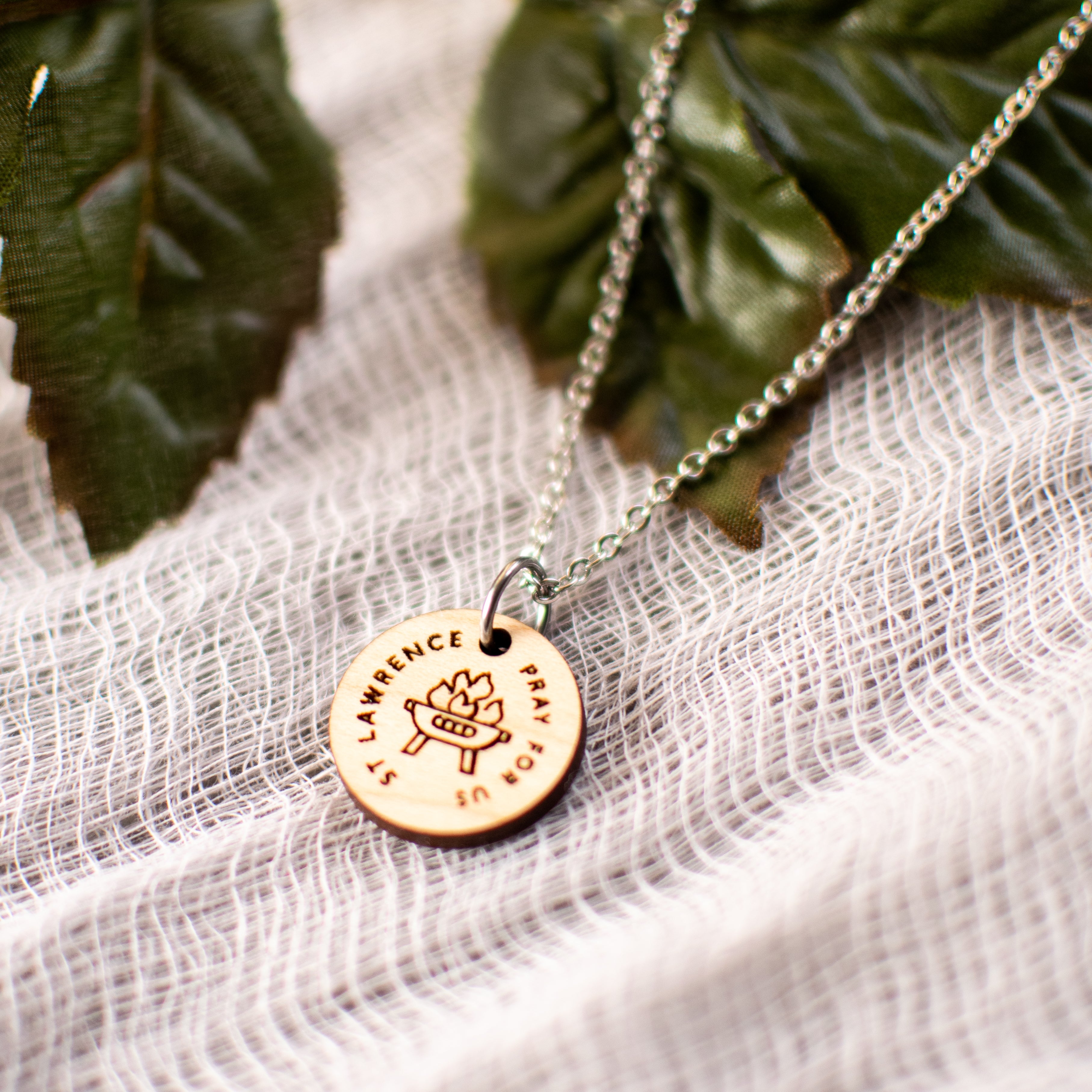 Wooden Saint Medal Necklace