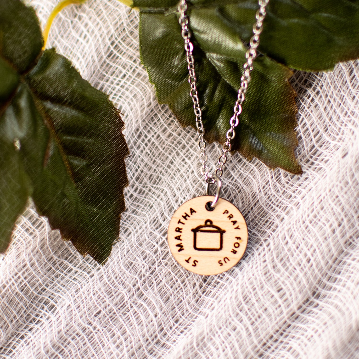 Wooden Saint Medal Necklace