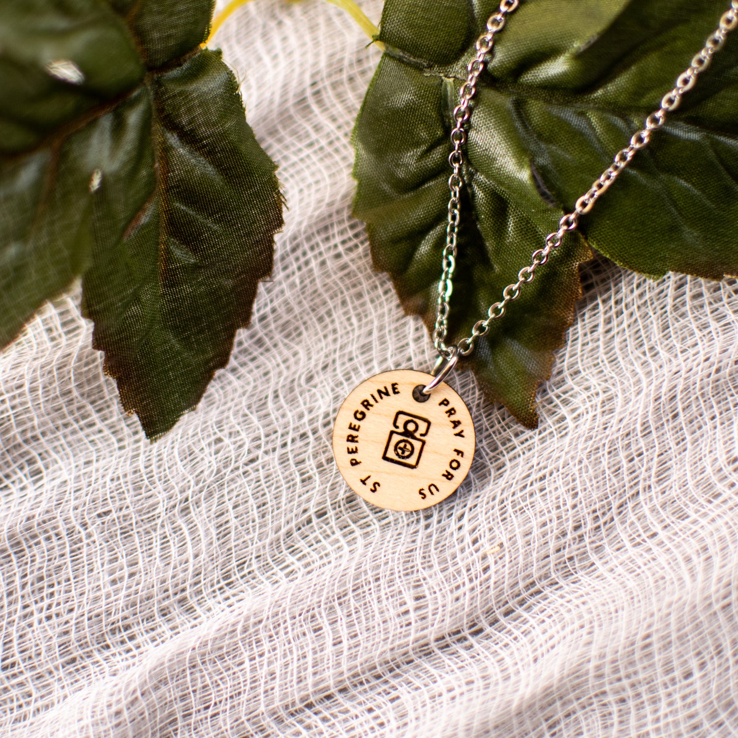 Wooden Saint Medal Necklace