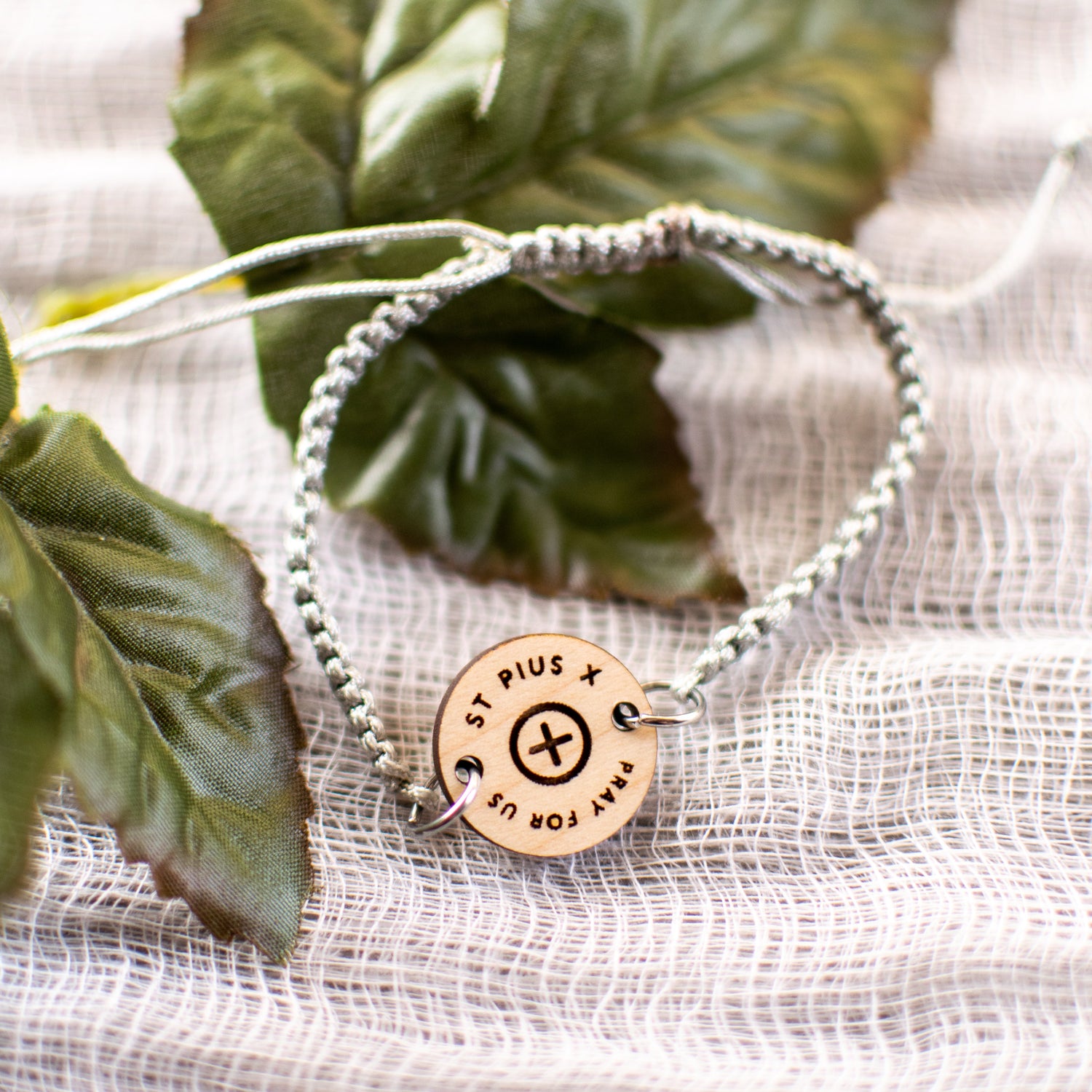 Wooden Saint Medal Bracelet (Adjustable)