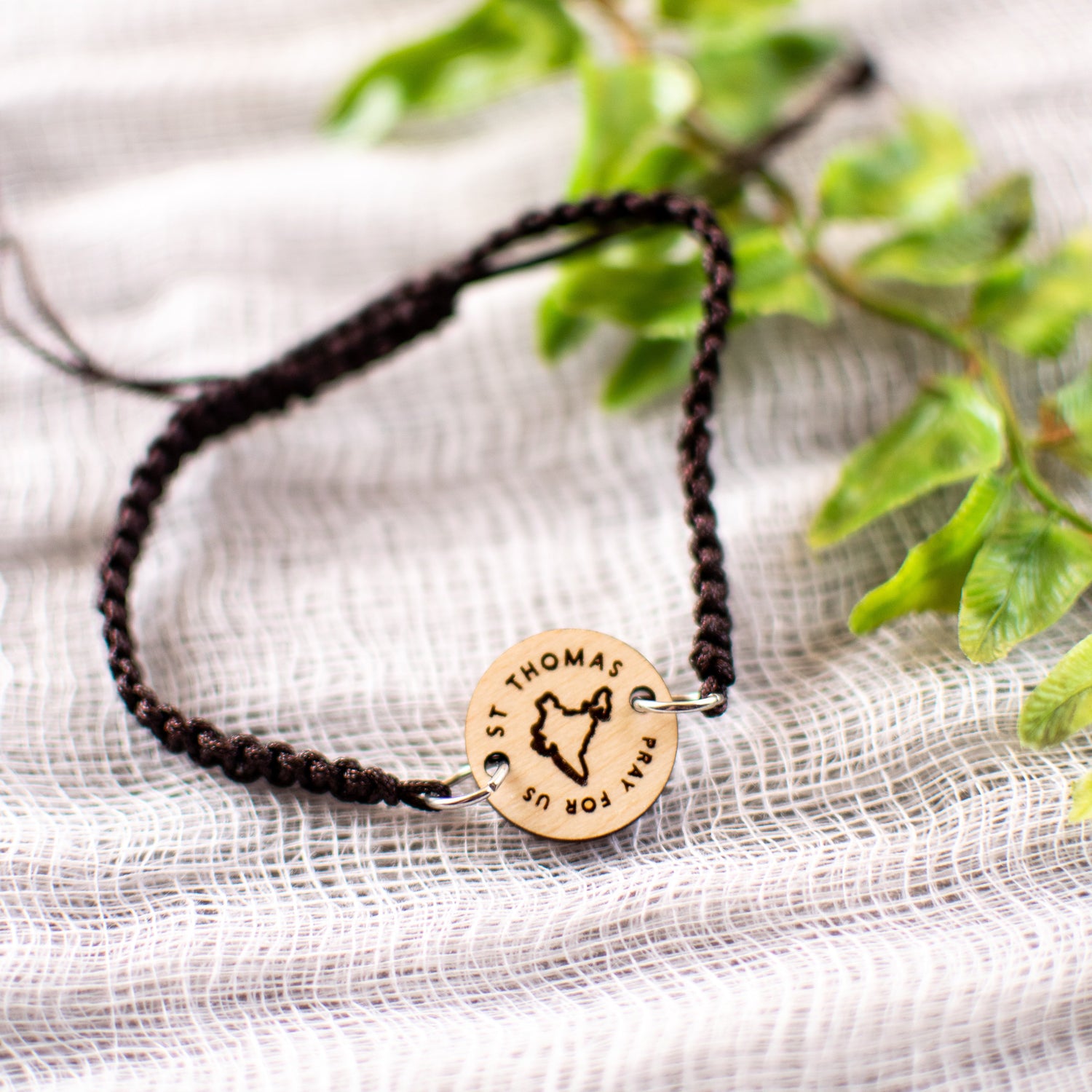 Wooden Saint Medal Bracelet (Adjustable)