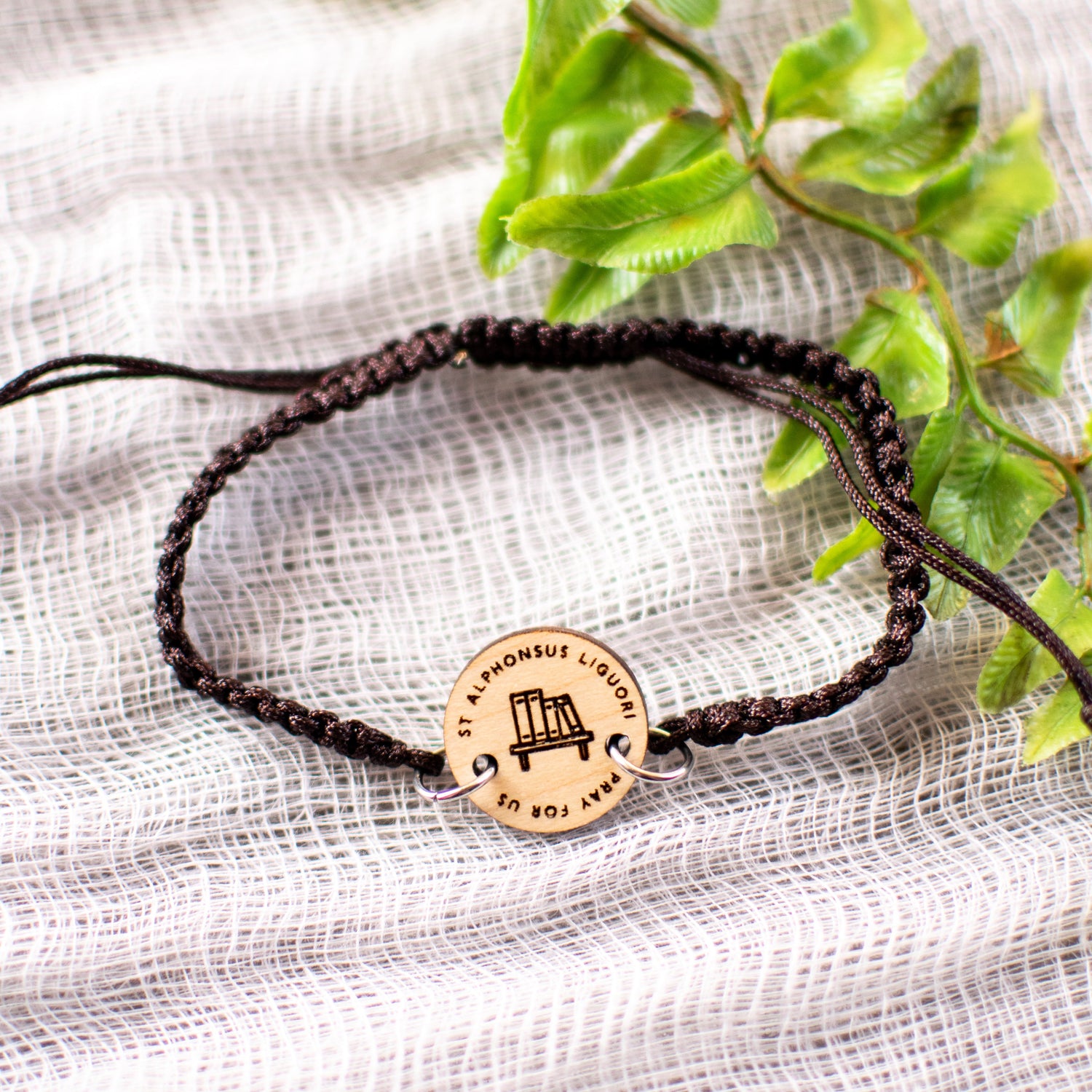 Wooden Saint Medal Bracelet (Adjustable)