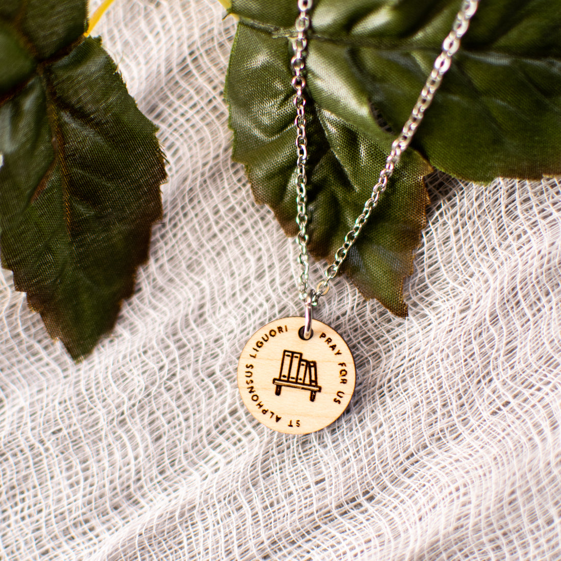 Wooden Saint Medal Necklace