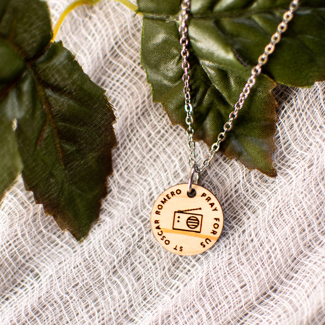 Wooden Saint Medal Necklace