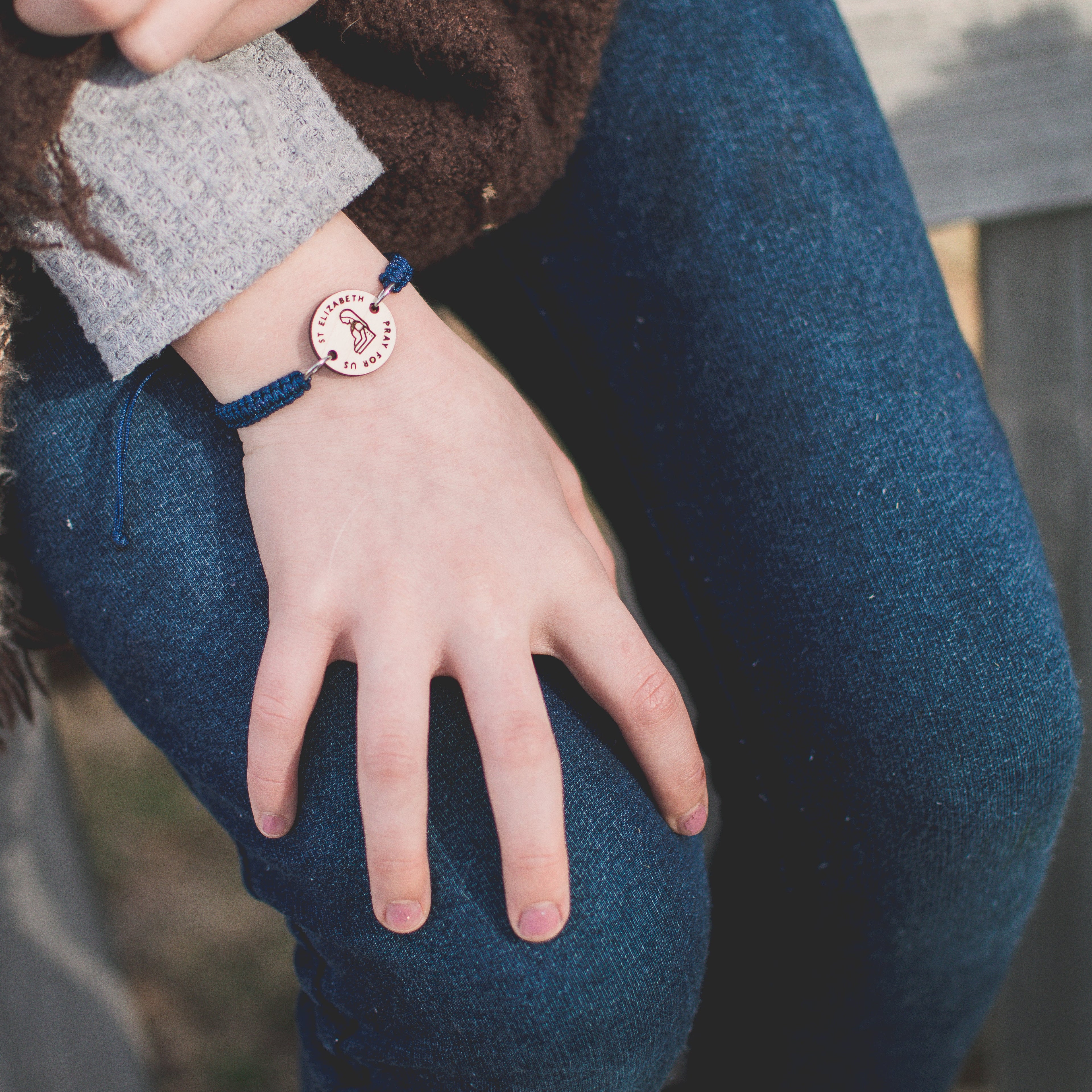 Wooden Saint Medal Bracelet (Adjustable)