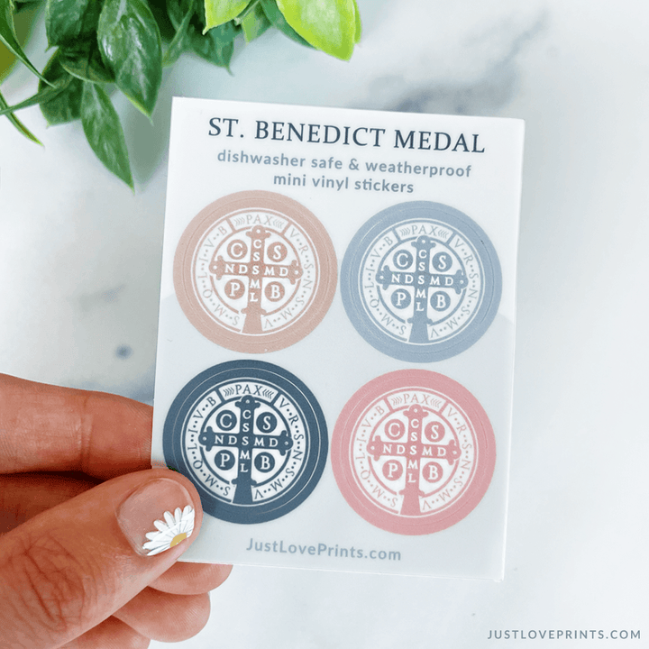Mini Colorful St. Benedict Medal Sticker Sheet