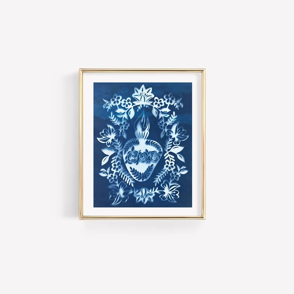 Cyanotype Immaculate Heart Print