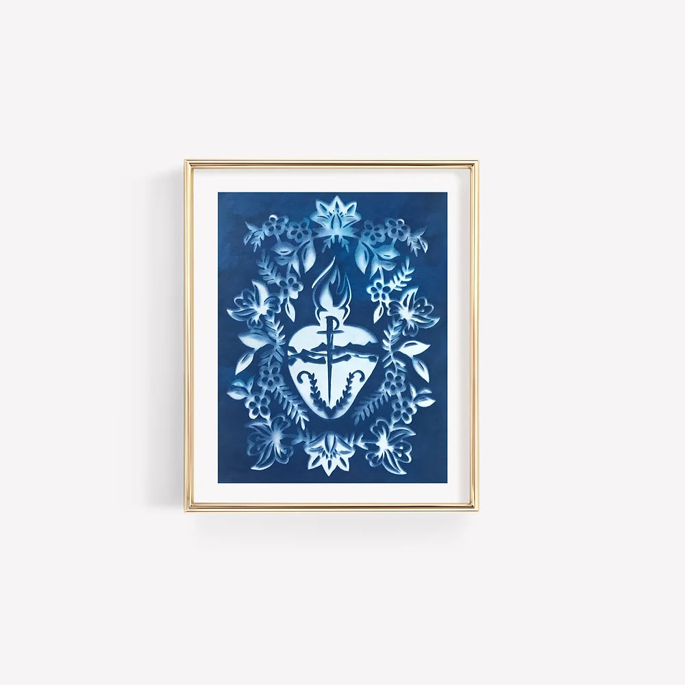 Cyanotype Sacred Heart Print