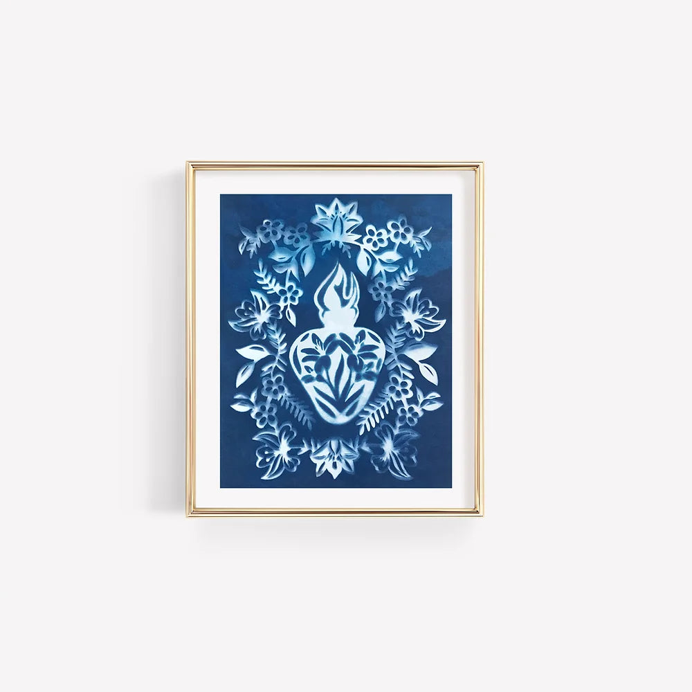 Cyanotype Chaste Heart Print