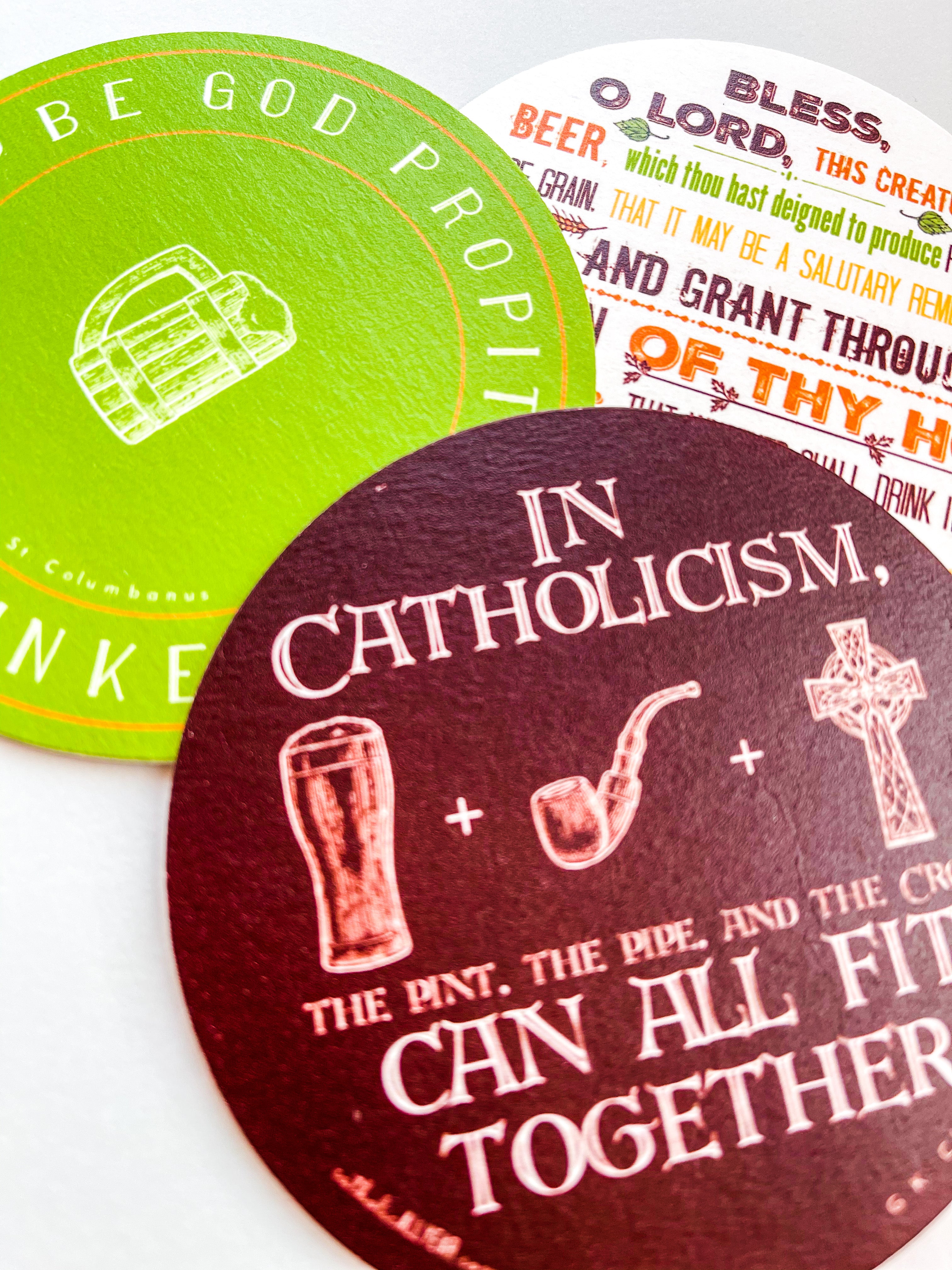 Catholic Beer Quote Coasters