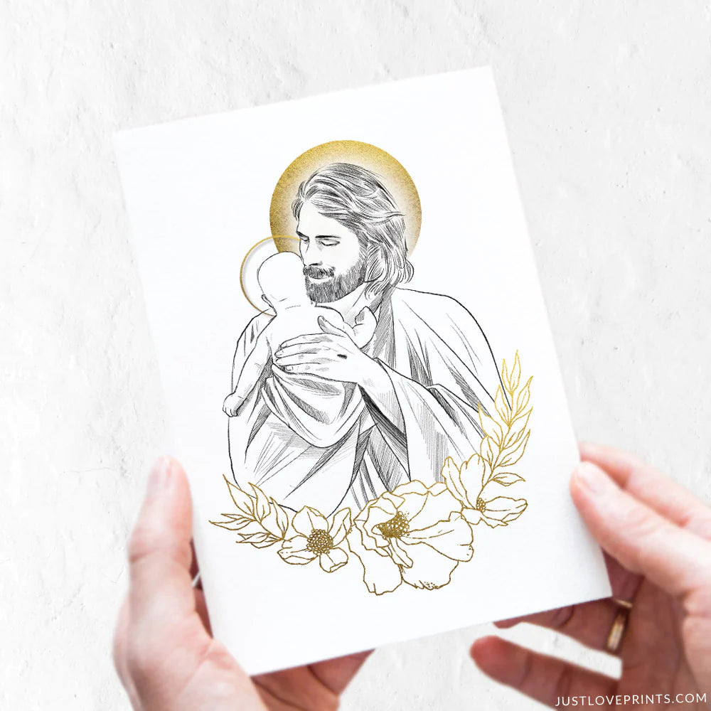 Jesus Holding Baby in Heaven Print - 5x7