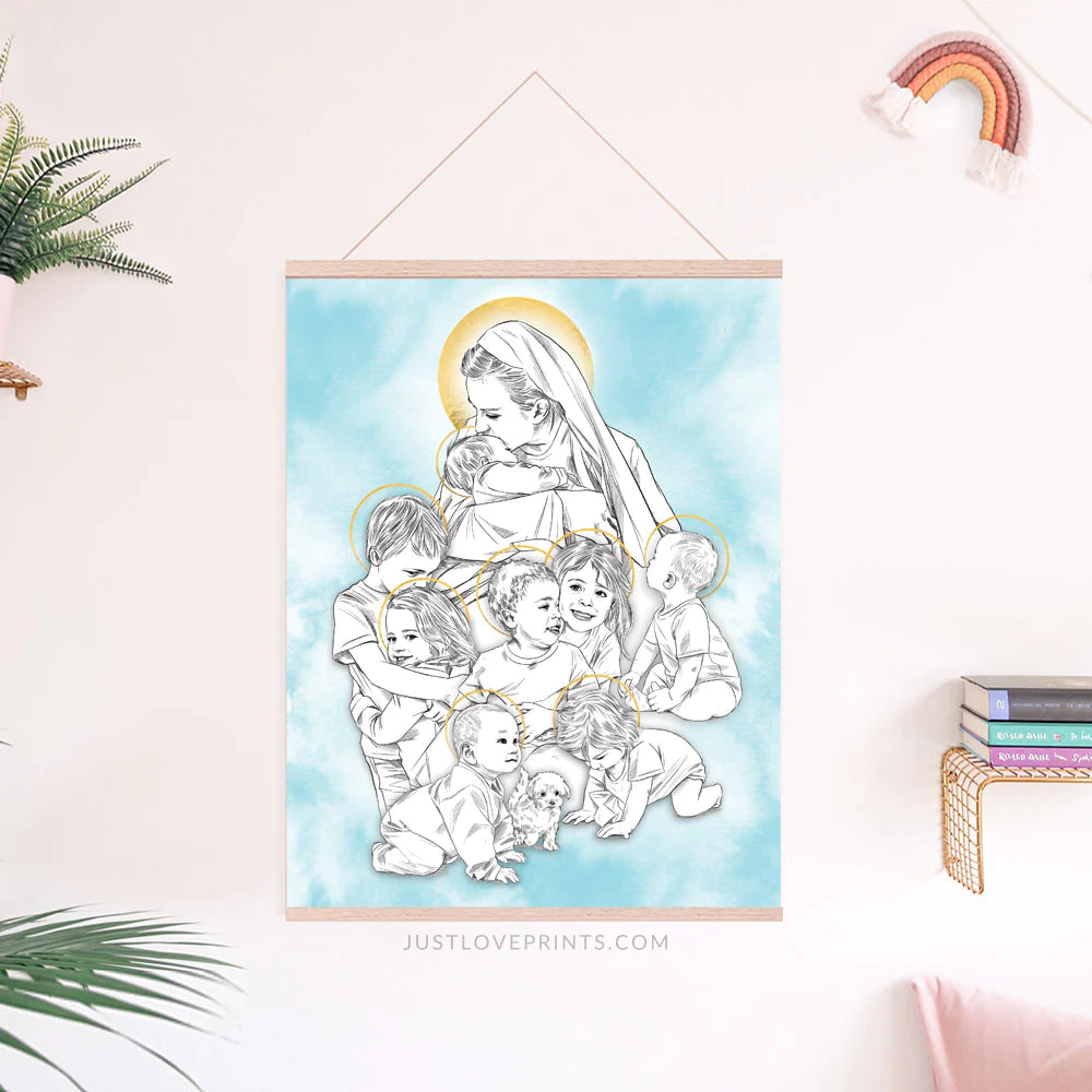 Mary Holding Children in Heaven Print - 8x10