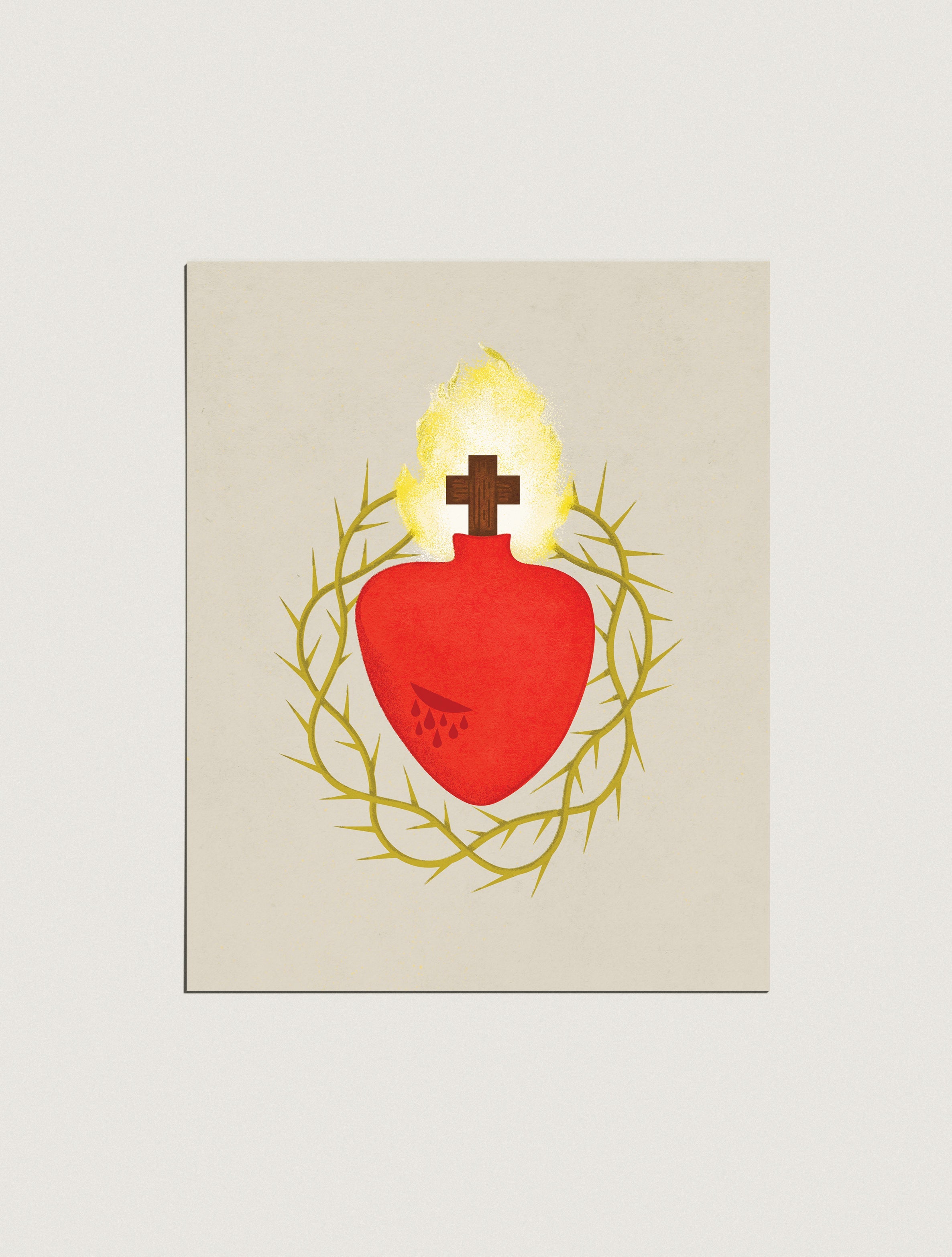 Catholic SACRED HEART of JESUS + IMMACULATE HEART of MARY 8x10 ready to  frame