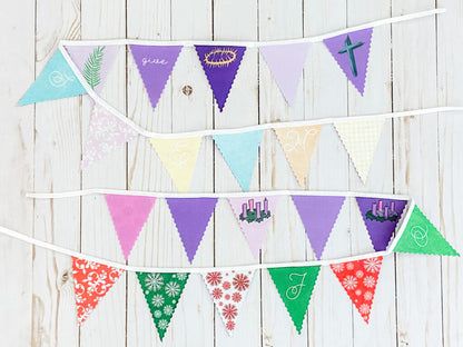 Fabric: Double Sided Reversible Bunting for Advent / Christmas and Lent / Easter